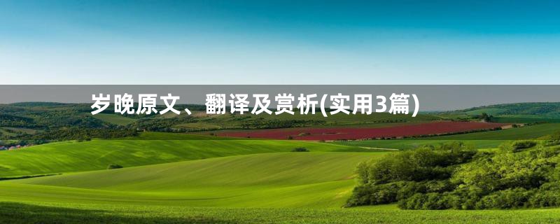 岁晚原文、翻译及赏析(实用3篇)