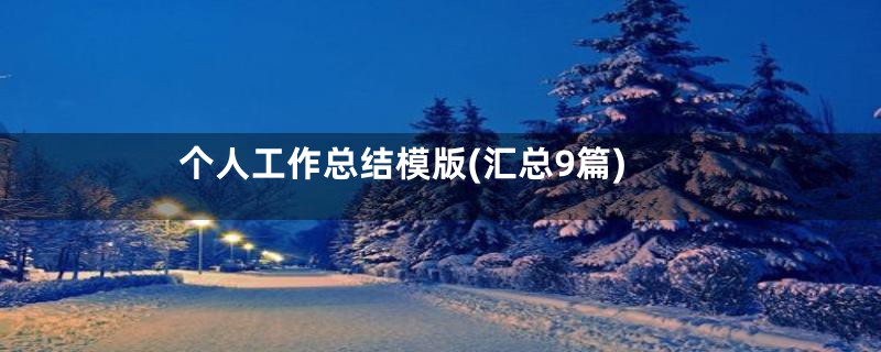个人工作总结模版(汇总9篇)
