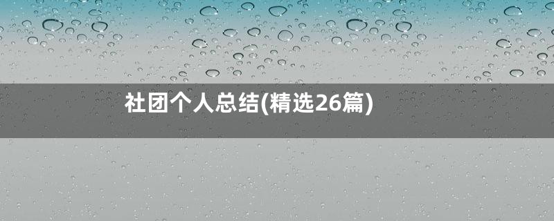 社团个人总结(精选26篇)
