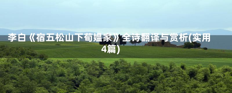 李白《宿五松山下荀媪家》全诗翻译与赏析(实用4篇)