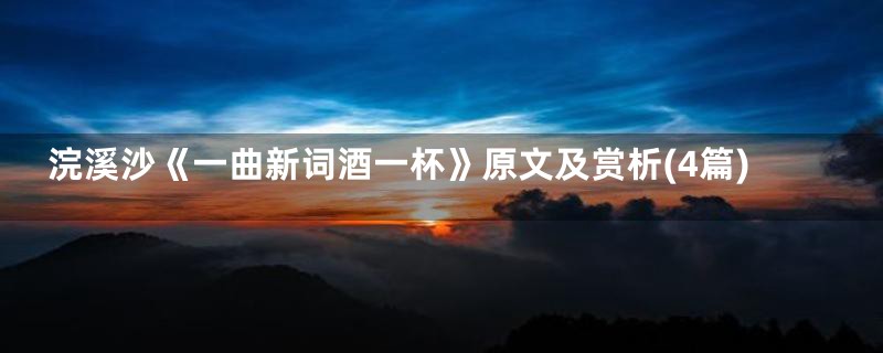 浣溪沙《一曲新词酒一杯》原文及赏析(4篇)