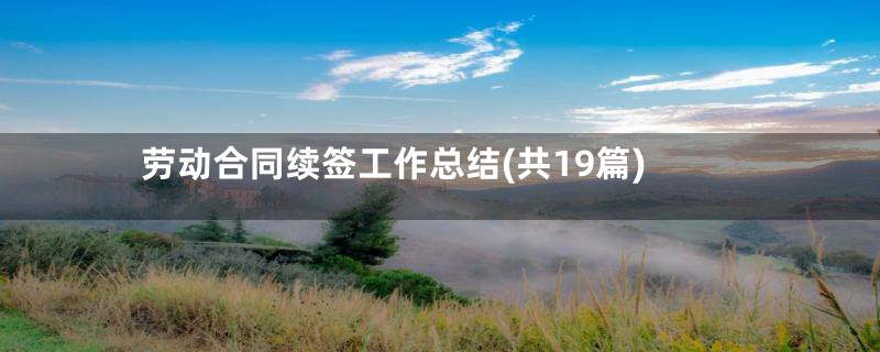 劳动合同续签工作总结(共19篇)