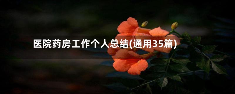 医院药房工作个人总结(通用35篇)