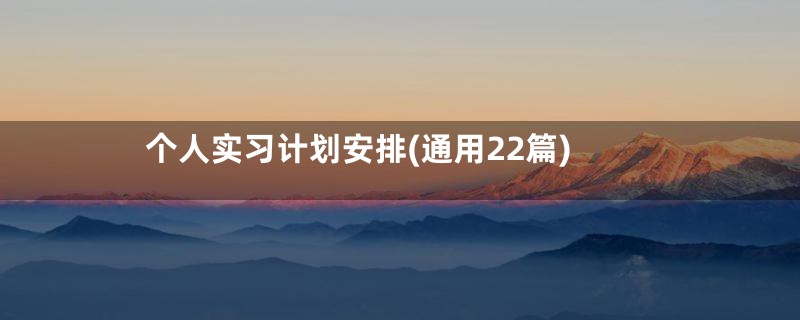个人实习计划安排(通用22篇)
