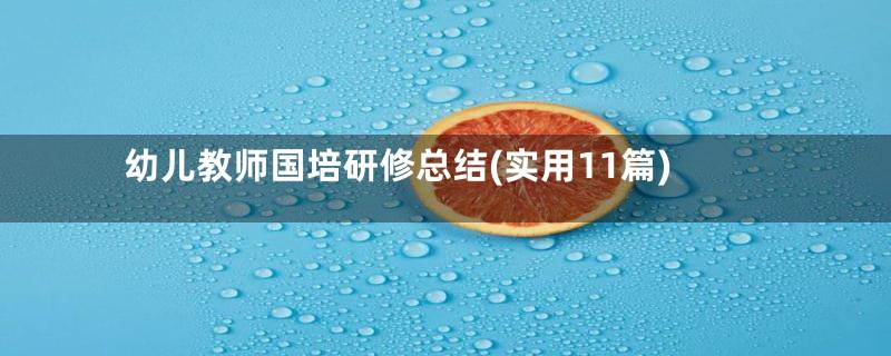 幼儿教师国培研修总结(实用11篇)