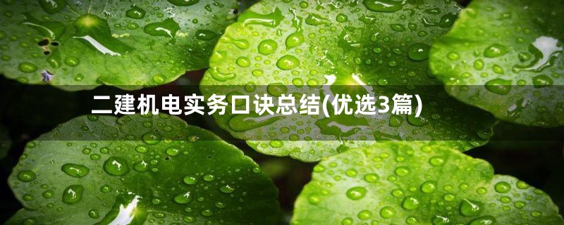 二建机电实务口诀总结(优选3篇)