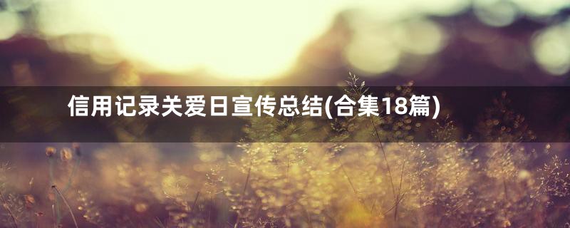 信用记录关爱日宣传总结(合集18篇)