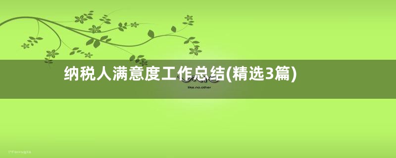 纳税人满意度工作总结(精选3篇)