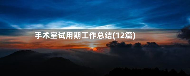 手术室试用期工作总结(12篇)