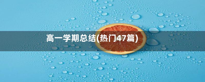 高一学期总结(热门47篇)