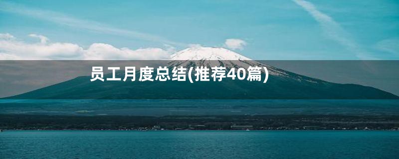 员工月度总结(推荐40篇)