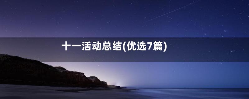 十一活动总结(优选7篇)