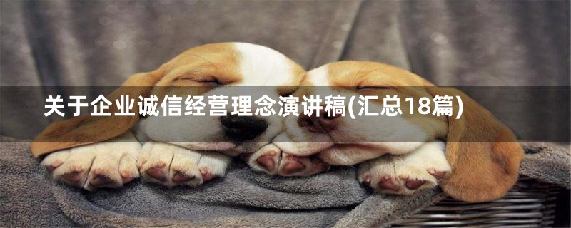 关于企业诚信经营理念演讲稿(汇总18篇)