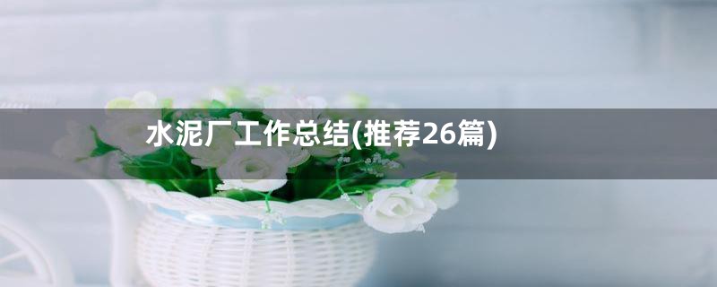 水泥厂工作总结(推荐26篇)