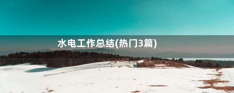 水电工作总结(热门3篇)