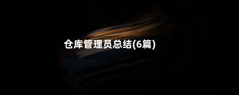 仓库管理员总结(6篇)