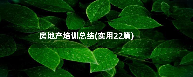 房地产培训总结(实用22篇)