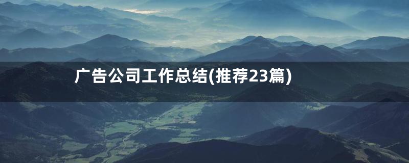 广告公司工作总结(推荐23篇)