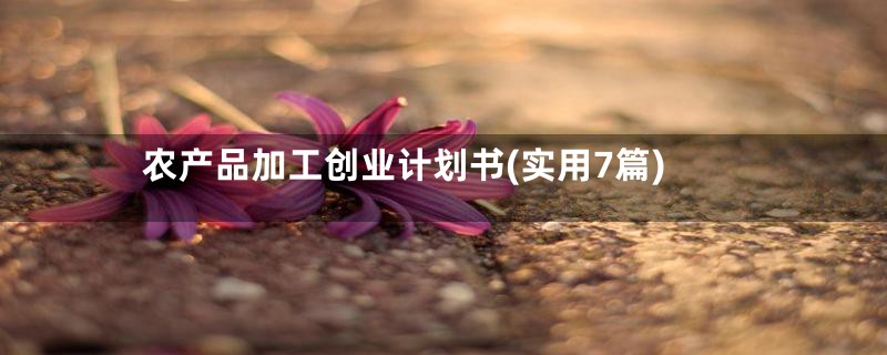 农产品加工创业计划书(实用7篇)