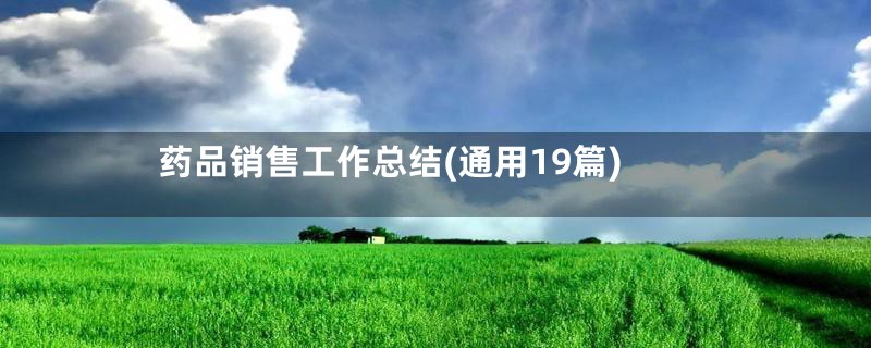 药品销售工作总结(通用19篇)