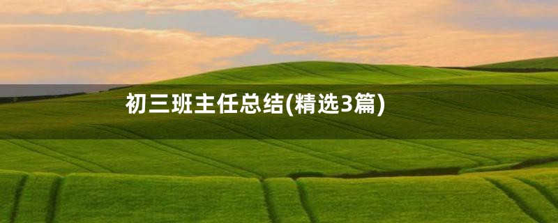 初三班主任总结(精选3篇)