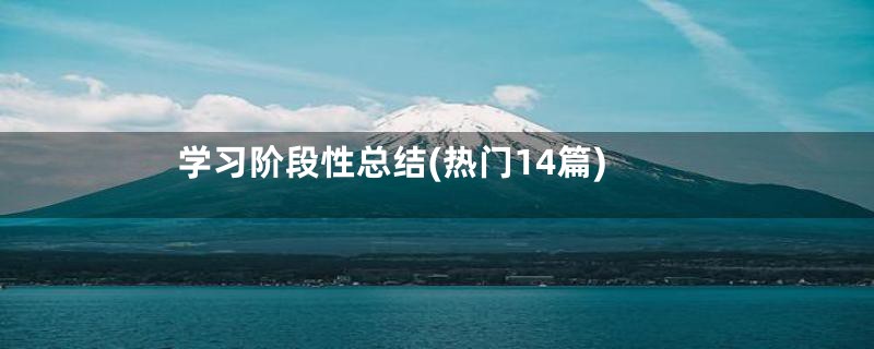 学习阶段性总结(热门14篇)