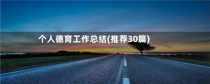 个人德育工作总结(推荐30篇)