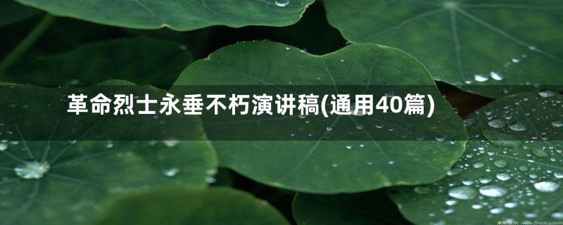 革命烈士永垂不朽演讲稿(通用40篇)