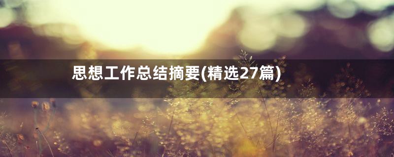 思想工作总结摘要(精选27篇)