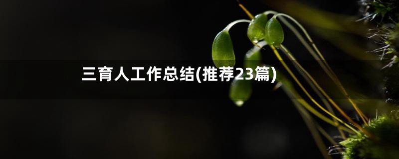 三育人工作总结(推荐23篇)