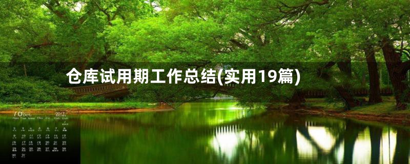 仓库试用期工作总结(实用19篇)