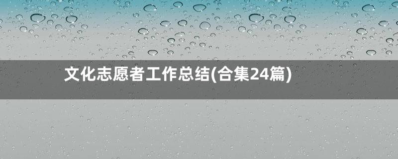 文化志愿者工作总结(合集24篇)