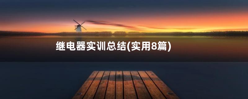 继电器实训总结(实用8篇)