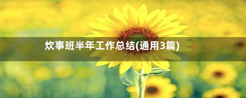 炊事班半年工作总结(通用3篇)