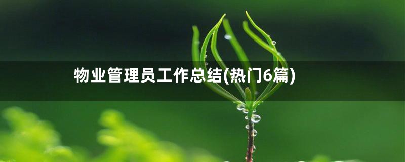 物业管理员工作总结(热门6篇)