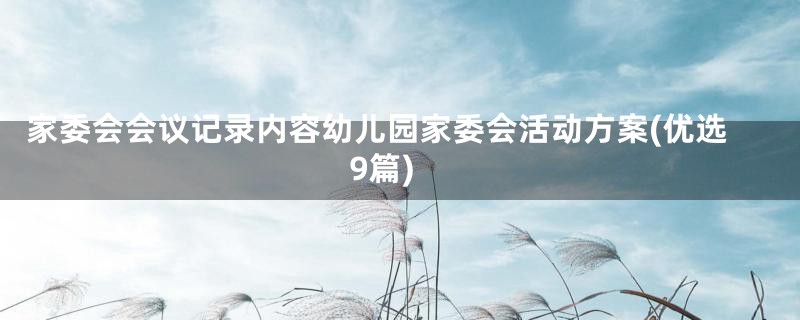 家委会会议记录内容幼儿园家委会活动方案(优选9篇)