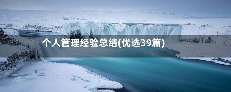 个人管理经验总结(优选39篇)