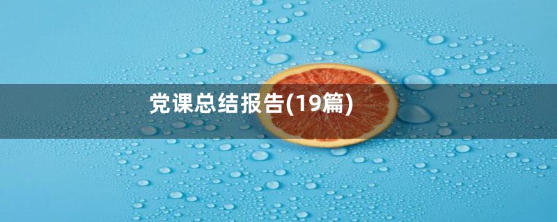 党课总结报告(19篇)
