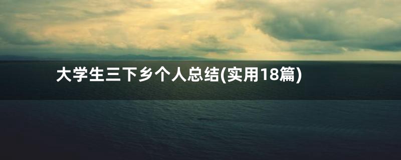 大学生三下乡个人总结(实用18篇)