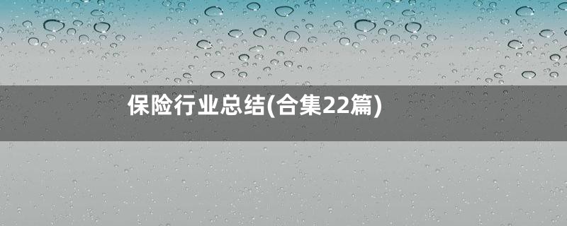 保险行业总结(合集22篇)
