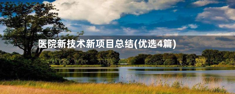 医院新技术新项目总结(优选4篇)
