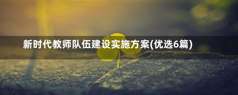 新时代教师队伍建设实施方案(优选6篇)