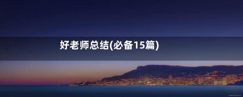 好老师总结(必备15篇)