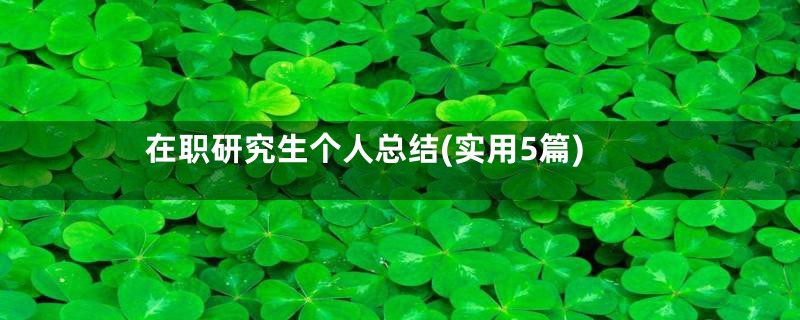 在职研究生个人总结(实用5篇)
