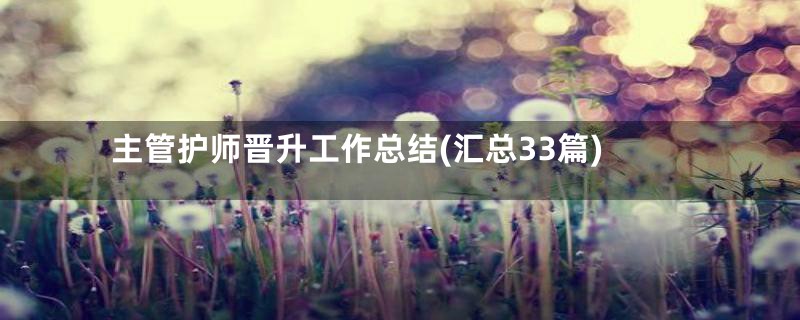 主管护师晋升工作总结(汇总33篇)