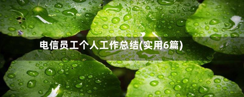 电信员工个人工作总结(实用6篇)