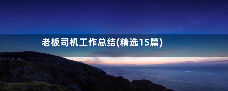 老板司机工作总结(精选15篇)