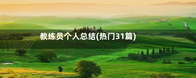 教练员个人总结(热门31篇)