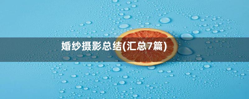 婚纱摄影总结(汇总7篇)