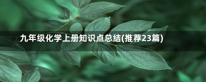 九年级化学上册知识点总结(推荐23篇)